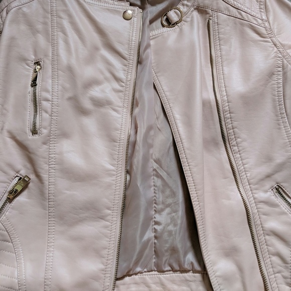 Light Pink Faux Leather Jacket - Picture 2 of 5
